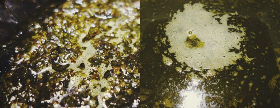 Kleine Bubbels Gemaakt In Het Koken Van Cannabis En Boter