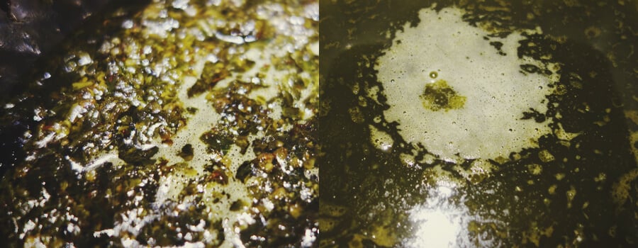 Kleine Bubbels Gemaakt In Het Koken Van Cannabis En Boter Kleine Bubbels Gemaakt In Het Koken Van Cannabis En Boter