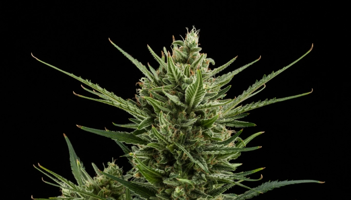 Sweet Skunk Auto: compacte groei met concurrerende opbrengst Sweet Skunk Auto cannabistop met dichte harsrijke bloemen, groene suikerblaadjes, oranje stampers en compacte groei tegen een donkere achtergrond.