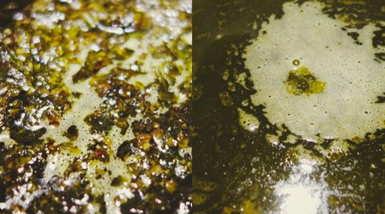 Kleine Bubbels Gemaakt In Het Koken Van Cannabis En Boter