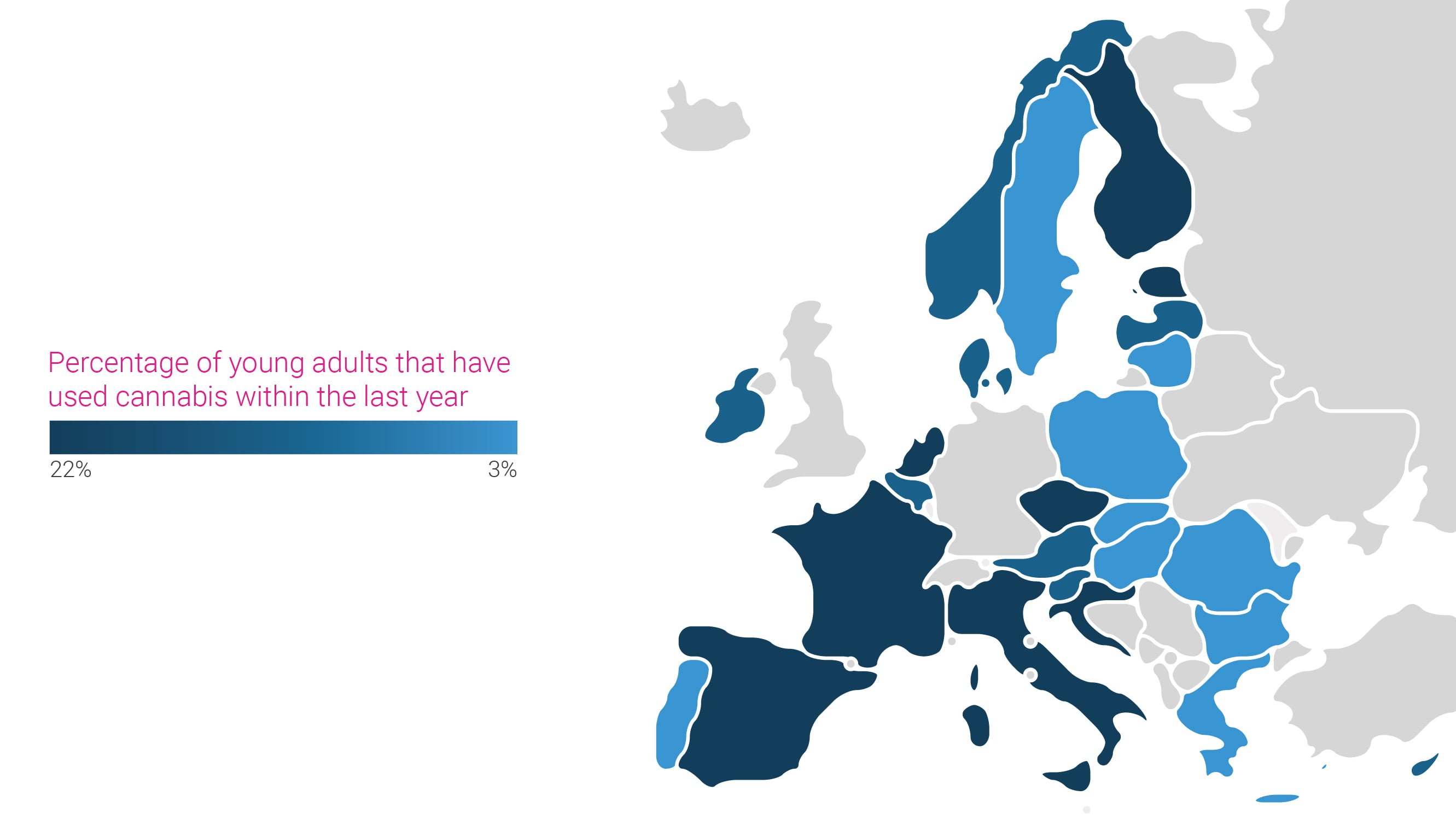 Percentage of young adults that have used cannabis within the last year